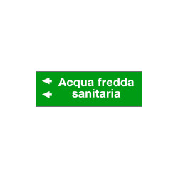 Foglio da 5 etichette fondo verde" ACQUA FREDDA SANITARIA freccia sx