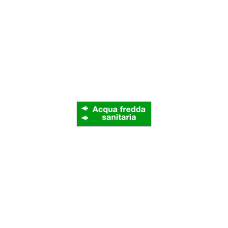 Foglio da 5 etichette fondo verde" ACQUA FREDDA SANITARIA freccia sx