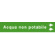Foglio da 5 etichette fondo verde "ACQUA NON POTABILE" freccia dx