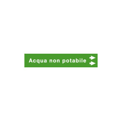Foglio da 5 etichette fondo verde "ACQUA NON POTABILE" freccia dx