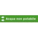 Foglio da 5 etichette fondo verde "ACQUA NON POTABILE" freccia sx