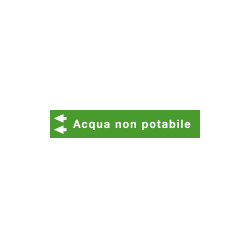 Foglio da 5 etichette fondo verde "ACQUA NON POTABILE" freccia sx
