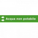 Foglio da 5 etichette fondo verde "ACQUA NON POTABILE" freccia sx