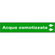Foglio da 5 etichette fondo verde "ACQUA OSMOTIZZATA"freccia destra