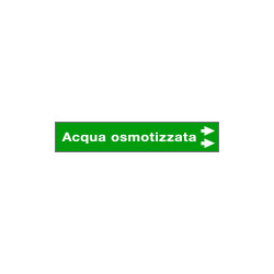 Foglio da 5 etichette fondo verde "ACQUA OSMOTIZZATA"freccia destra