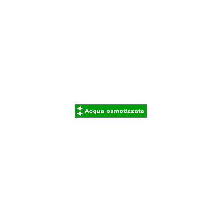 Foglio da 5 etichette fondo verde "ACQUA OSMOTIZZATA"freccia sinistra