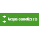 Foglio da 5 etichette fondo verde" ACQUA OSMOTIZZATA " sx