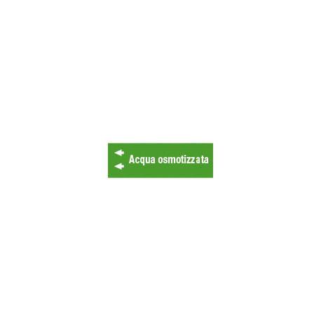 Foglio da 5 etichette fondo verde" ACQUA OSMOTIZZATA " sx