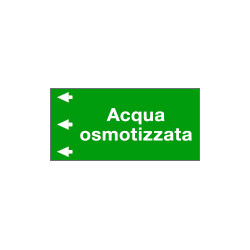 Etichetta fondo verde "ACQUA OSMOTIZZATA " sinistra