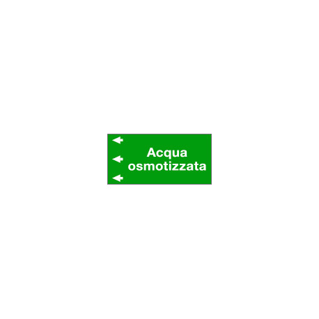Etichetta fondo verde "ACQUA OSMOTIZZATA " sinistra