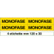 Foglio n. 4 etichette adesive MONOFASE
