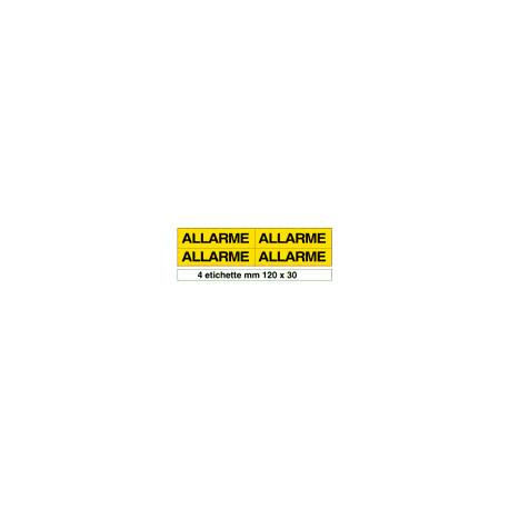 Foglio n. 4 etichette adesive ALLARME