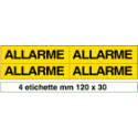 Foglio n. 4 etichette adesive ALLARME