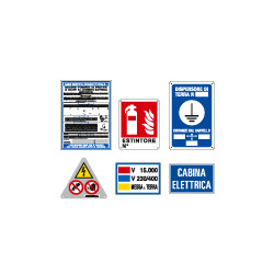 Kit per cabina 15000 V composto da cartelli in alluminio