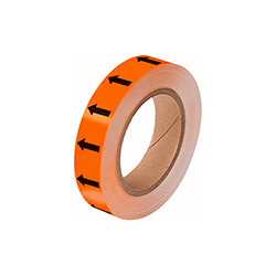 Frecce adesive in rotolo per tubazioni ARANCIO/NERO h. mm 25