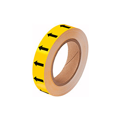 Frecce adesive in rotolo per tubazioni GIALLO/NERO h. mm 25