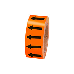 Frecce adesive in rotolo per tubazioni ARANCIO/NERO h. mm 50