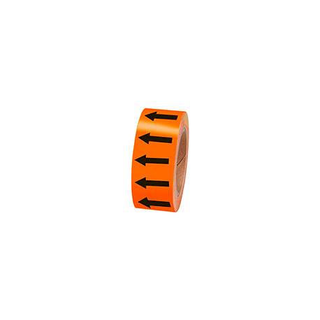 Frecce adesive in rotolo per tubazioni ARANCIO/NERO h. mm 50