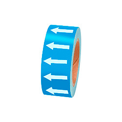 Frecce adesive in rotolo per tubazioni BLU/BIANCO h. mm 50