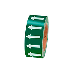 Frecce adesive in rotolo per tubazioni VERDE/BIANCO h. mm 50