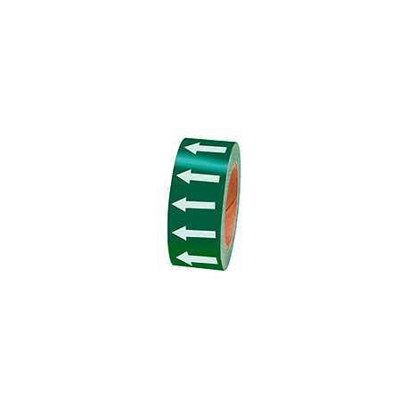 Frecce adesive in rotolo per tubazioni VERDE/BIANCO h. mm 50