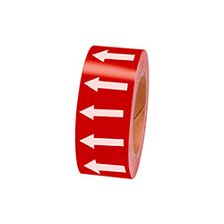 Frecce adesive in rotolo per tubazioni ROSSO/BIANCO h. mm 50