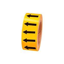 Frecce adesive in rotolo per tubazioni GIALLO/NERO h. mm 50