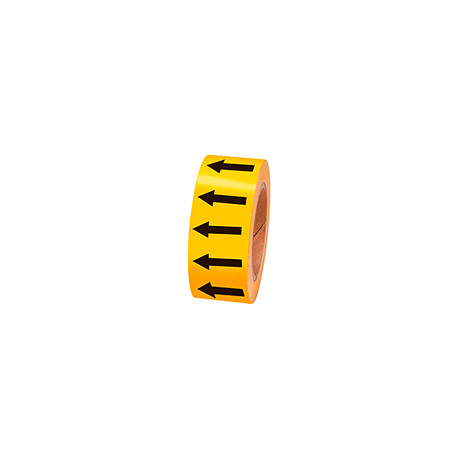 Frecce adesive in rotolo per tubazioni GIALLO/NERO h. mm 50