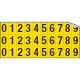 Foglio n. 30 etichette autoadesive giallo/nere con numeri da 0 a 9