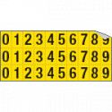 Foglio n. 30 etichette autoadesive giallo/nere con numeri da 0 a 9