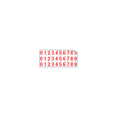 Foglio n. 30 numeri autoadesivi B/R numeri da 0 a 9