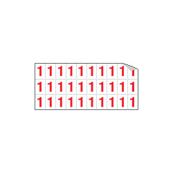 Foglio n. 30 numeri autoadesivi B/R numero 1