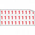 Foglio n. 30 numeri autoadesivi B/R numero 1