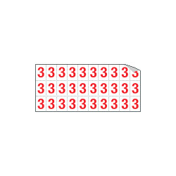 Foglio n. 30 numeri autoadesivi B/R numero 3