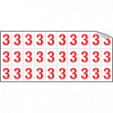 Foglio n. 30 numeri autoadesivi B/R numero 3