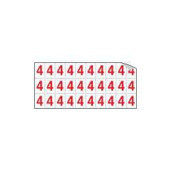 Foglio n. 30 numeri autoadesivi B/R numero 4