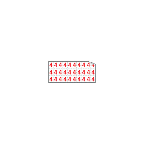 Foglio n. 30 numeri autoadesivi B/R numero 4