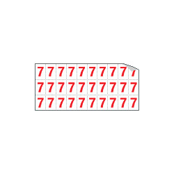Foglio n. 30 numeri autoadesivi B/R numero 7