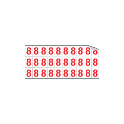Foglio n. 30 numeri autoadesivi B/R numero 8