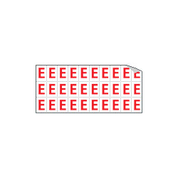 Foglio n. 30 etichette adesive B/R lettera E