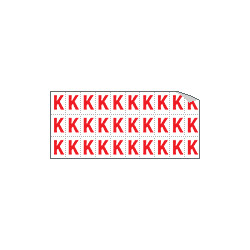 Foglio n. 30 etichette adesive B/R lettera K