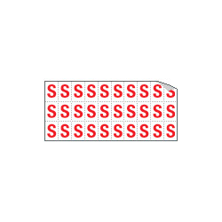 Foglio n. 30 etichette adesive B/R lettera S