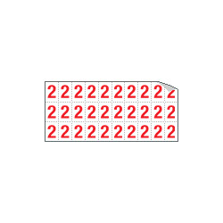 Foglio n. 30 numeri autoadesivi B/R numero 2