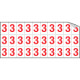 Foglio n. 30 numeri autoadesivi B/R numero 3