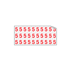 Foglio n. 30 numeri autoadesivi B/R numero 5