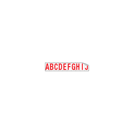 Foglio n. 10 etichette adesive B/R lett. da A a J