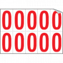 Foglio n. 10 numeri autoadesivi B/R lettera o num. 0