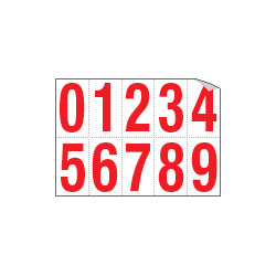 Foglio n. 10 numeri autoadesivi B/R numeri da 0 a 9