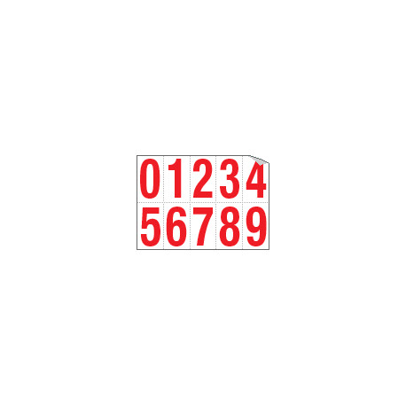 Foglio n. 10 numeri autoadesivi B/R numeri da 0 a 9