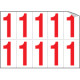 Foglio n. 10 numeri autoadesivi B/R numero 1